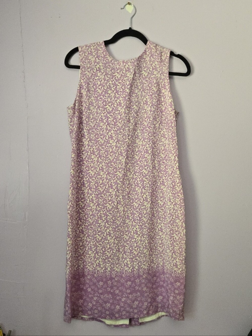 Talbots 10W Lavender and Cream Floral Sleeveless Midi Dress